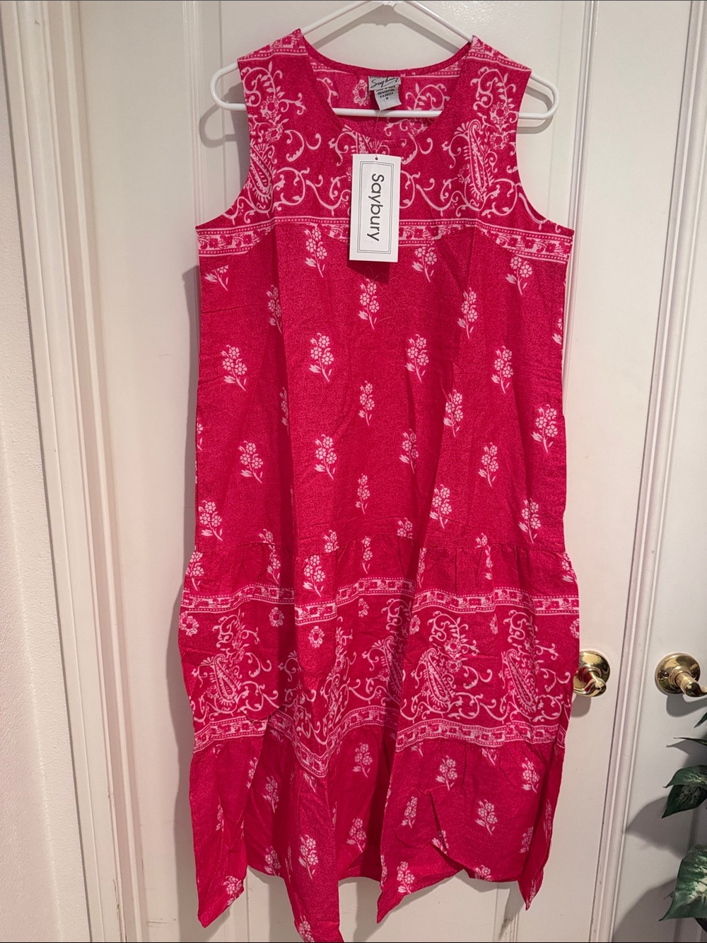 Saybury Women's Sleeveless Pink Floral Sundress with Pockets